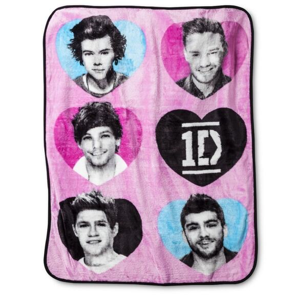 One Direction Throw Blanket Pink Hearts 1D [2014] Global Harry - Picture 1 of 7